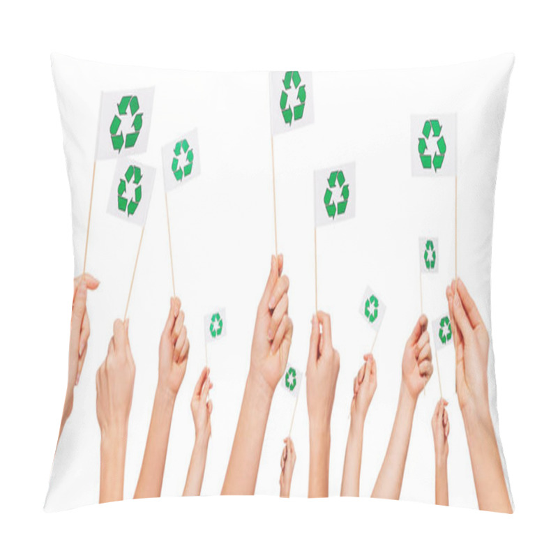 Personality  Hands Holding Flags With Recycle Symbol Pillow Covers