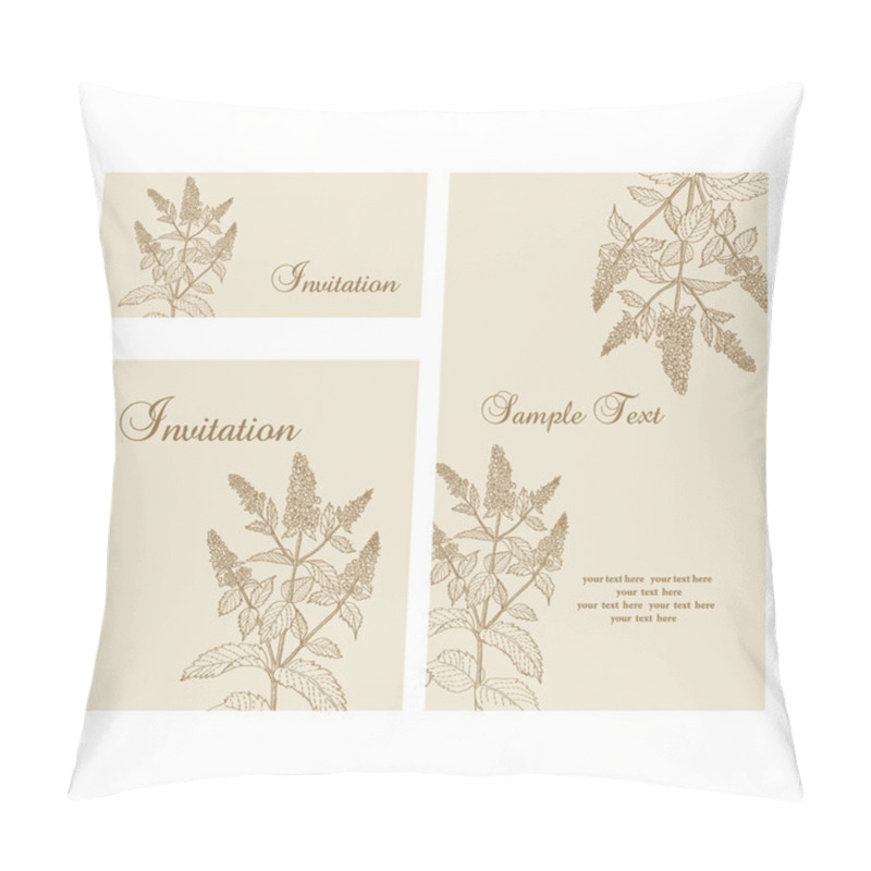 Personality  Set Of Invitations With Floral Motifs Pillow Covers