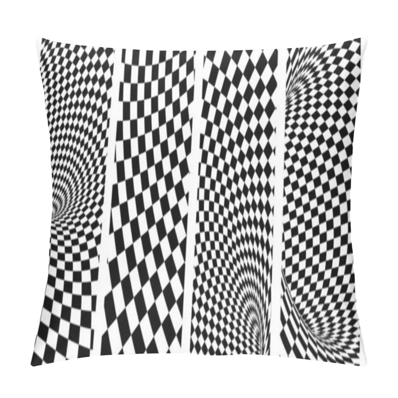 Personality  Set Of Banners With Geometric Checkered Pattern Pillow Covers