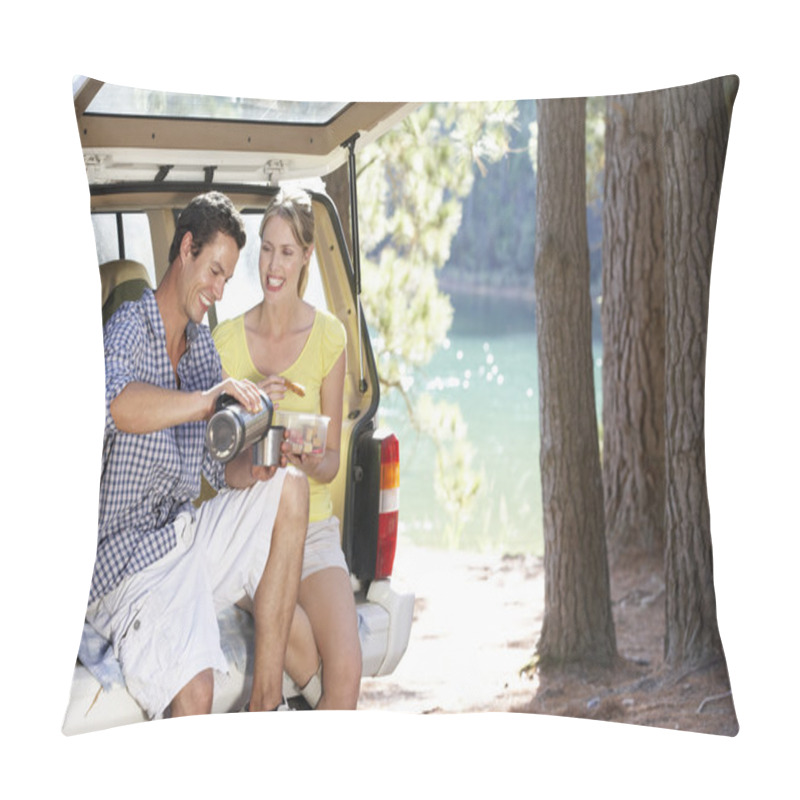 Personality  Young Couple On Country Picnic Pillow Covers