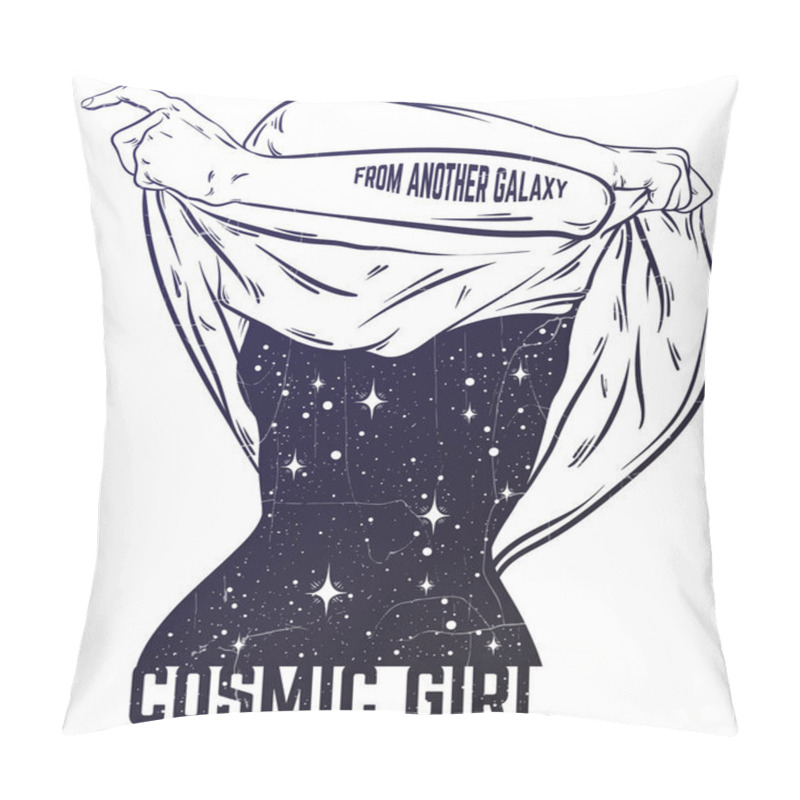 Personality  Vector Hand Drawn Surreal  Illustration  Of Undressing Woman Pillow Covers