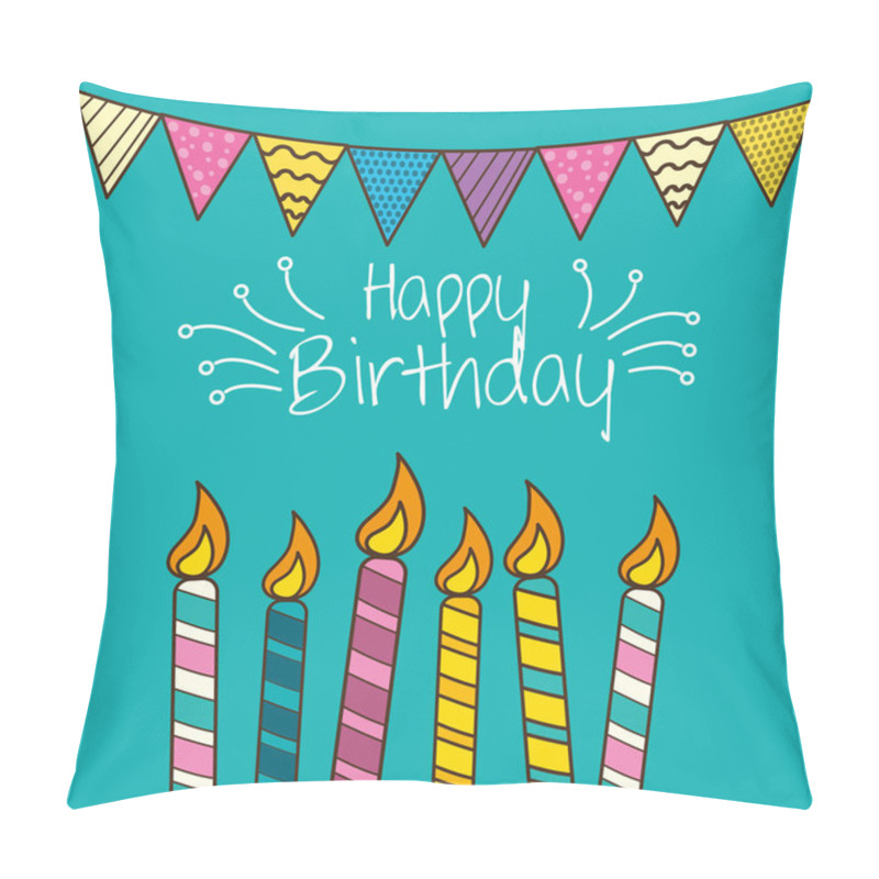 Personality  Happy Birthday Celebration With Decorations Design, Vector Illustration Pillow Covers