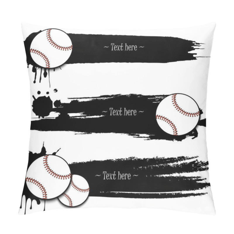 Personality  Set Of Hand Drawn Grunge Banners With Baseball Pillow Covers