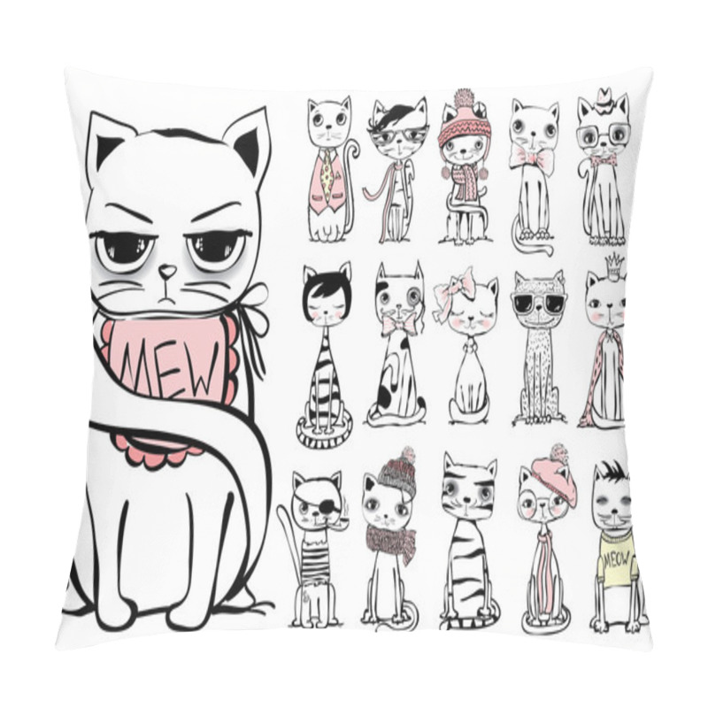 Personality  Set Of Stylish Hipster Cats Pillow Covers