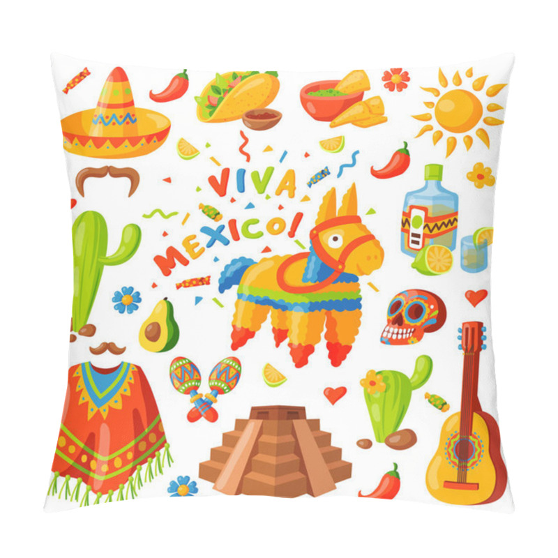 Personality  Mexico Icons Vector Illustration. Pillow Covers