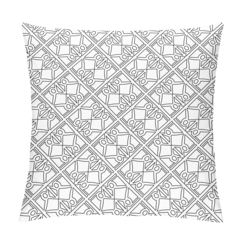 Personality  Black Geometric Seamless Pattern On White Background. Ornament For Web, Textile And Wallpapers Pillow Covers