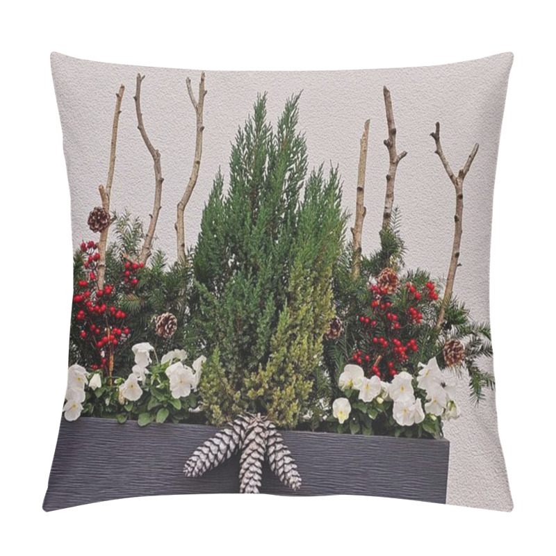 Personality  Winter Holiday Decoration With Natural Elements In A Planter Pillow Covers