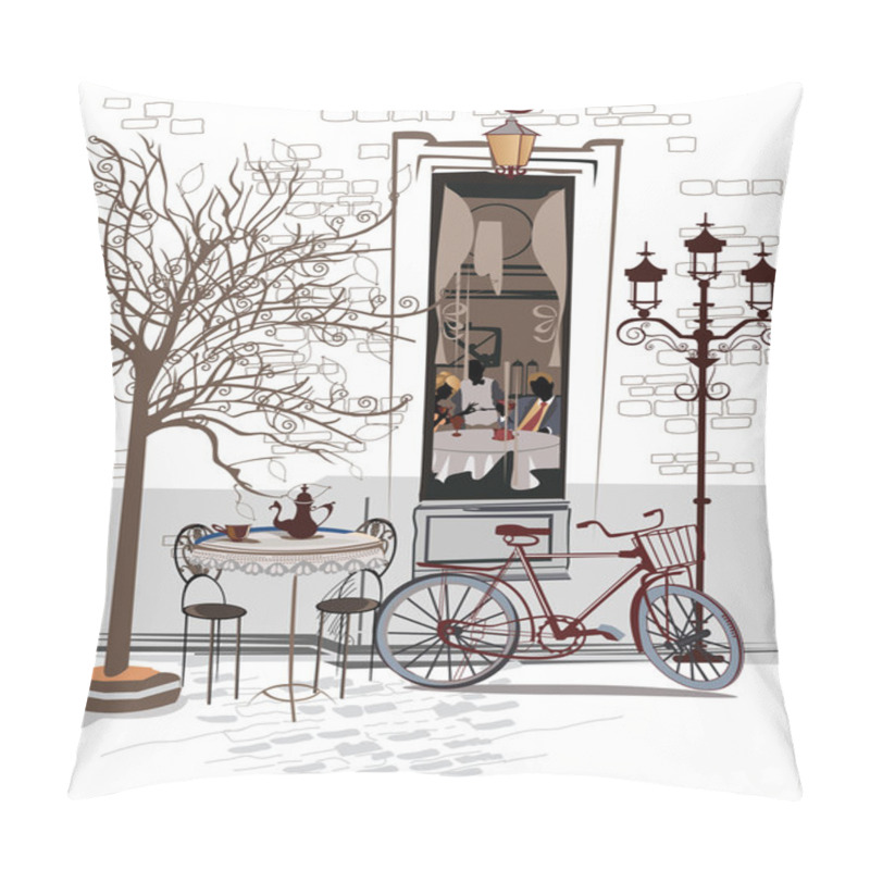 Personality  Series Of The Streets With People In The Old City Pillow Covers