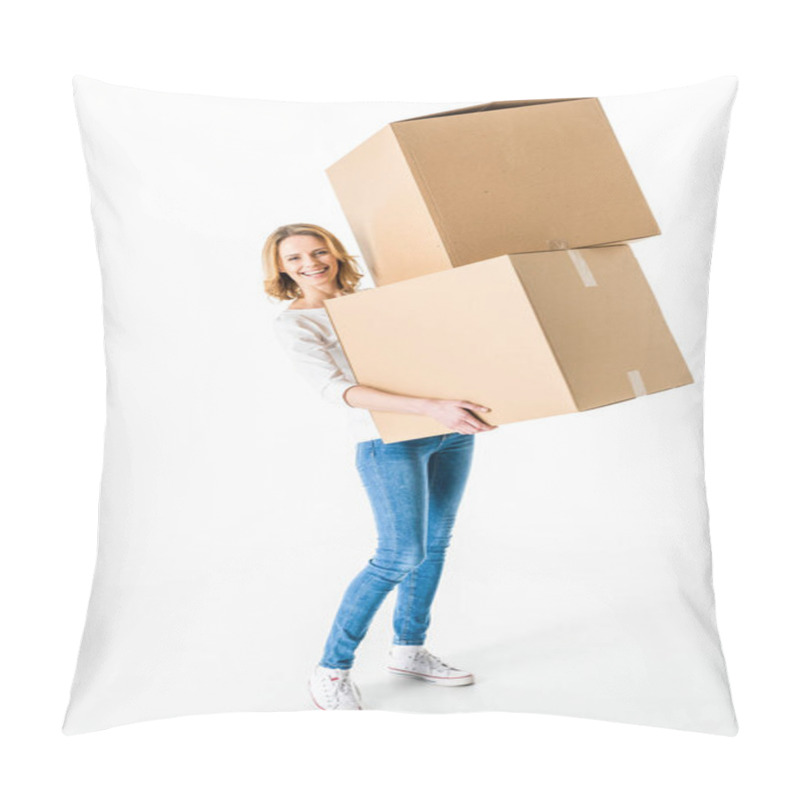 Personality  Young Woman With Boxes  Pillow Covers