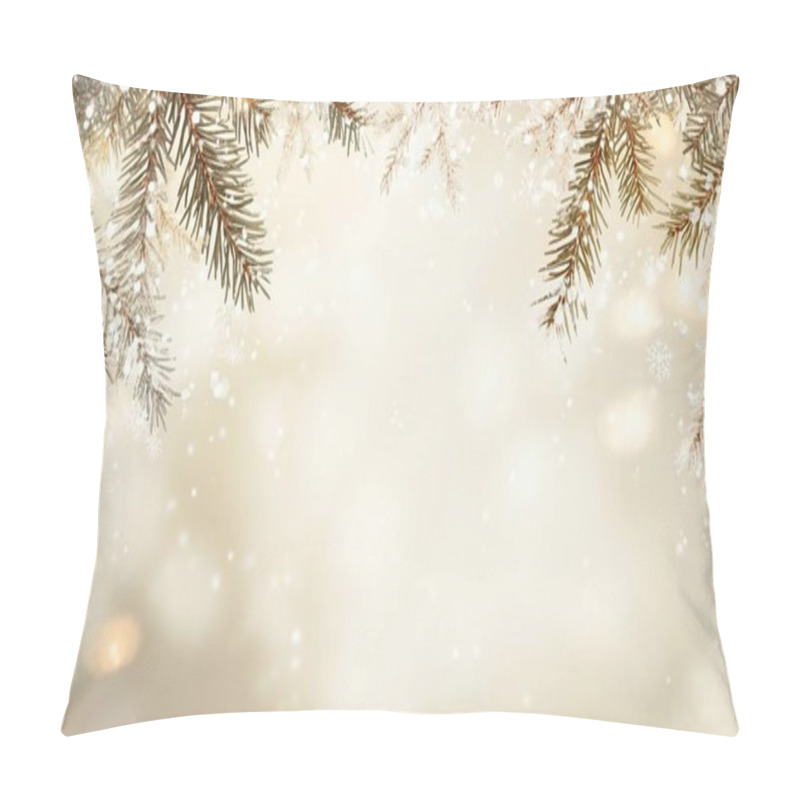 Personality  Snowy Pine Branches Create A Festive Winter Atmosphere. Pillow Covers