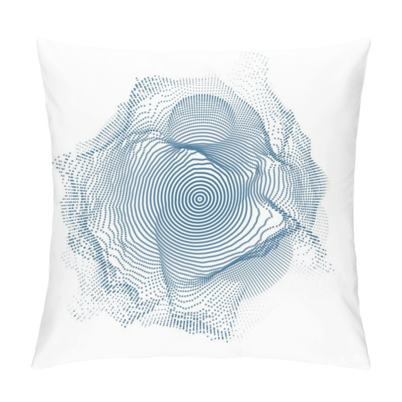 Personality  Abstract Vector Blue Mesh On Dark Background. Futuristic Style Card. Elegant Background For Business Presentations. Corrupted Point Sphere. Chaos Aesthetics. Pillow Covers