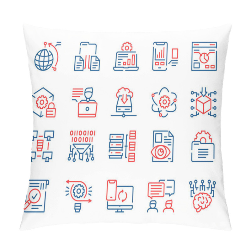 Personality  Vector Thin Linear Icon Set Of Big Data. Outline Symbol Collection Of Datum Analysis Pillow Covers