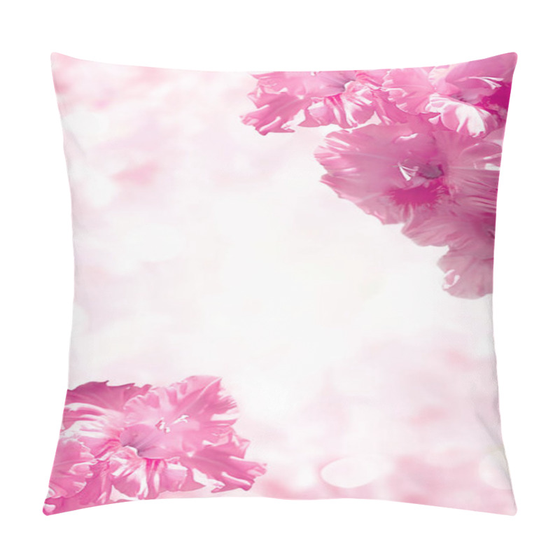 Personality  A Branch Of Pink Gladiolus On A Gentle Soft Toned Background. Pillow Covers