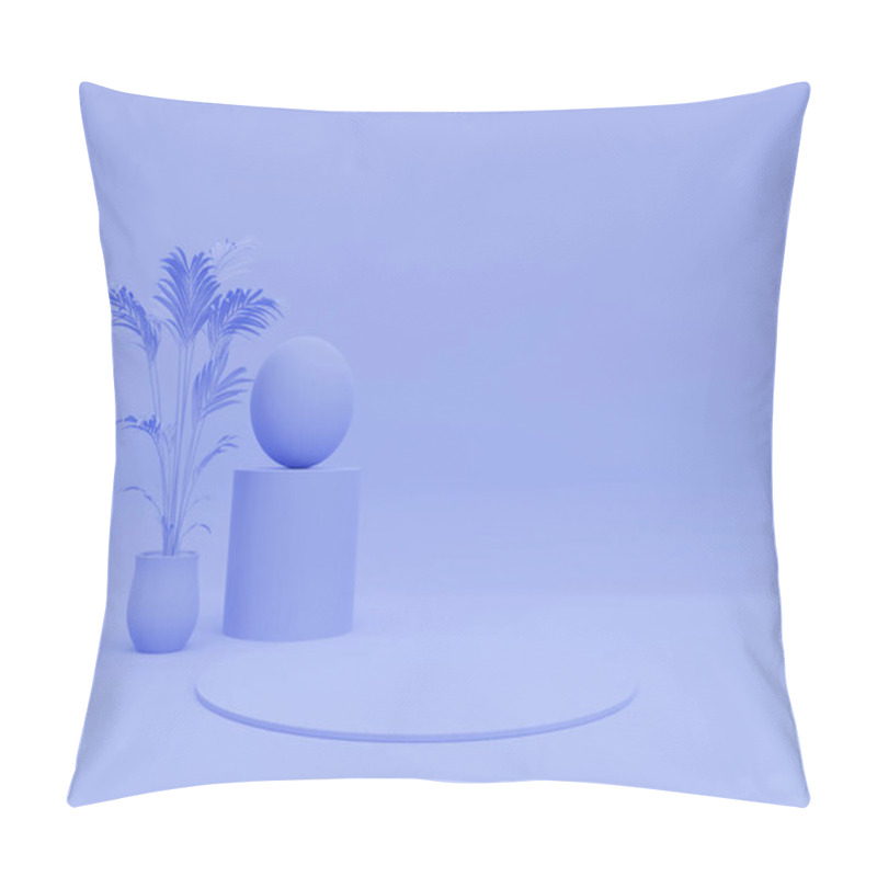 Personality  Background For Product Presentation, For Fashion Magazine Illustration. Tree, Geometric, Pastel Blue Monochrome Minimal  3d Render Illustration Pillow Covers