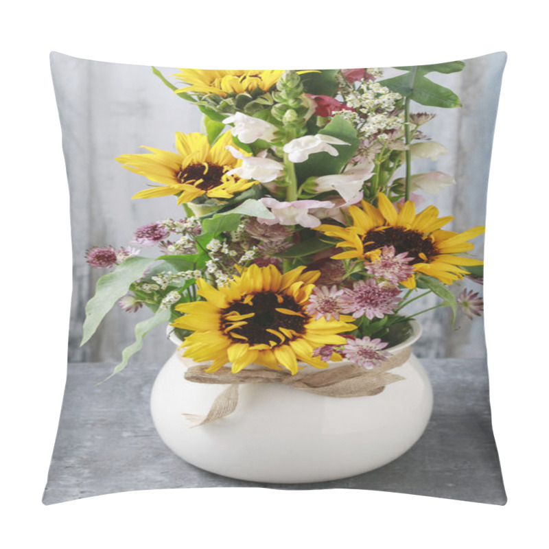 Personality  Floral Arrangement With Sunflowers And Matthiolas Pillow Covers