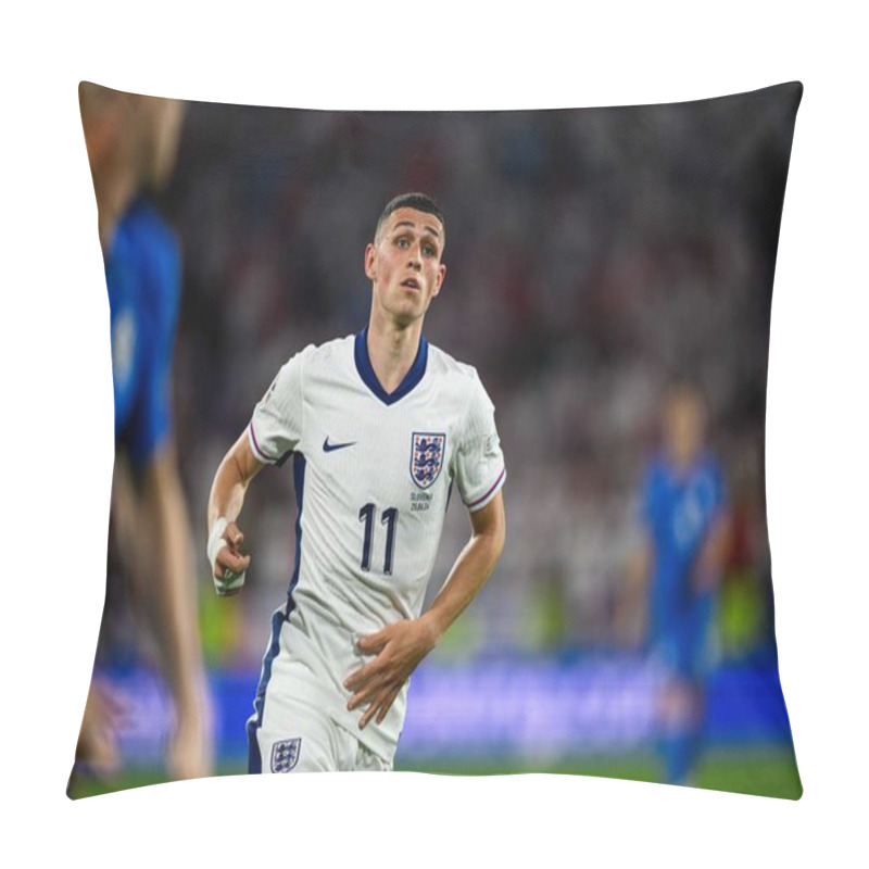 Personality  COLOGNE, GERMANY - 25 JUNE, 2024: Phil Foden The Football Match Of EURO 2024 England Vs Slovenia At Cologne Stadion Pillow Covers