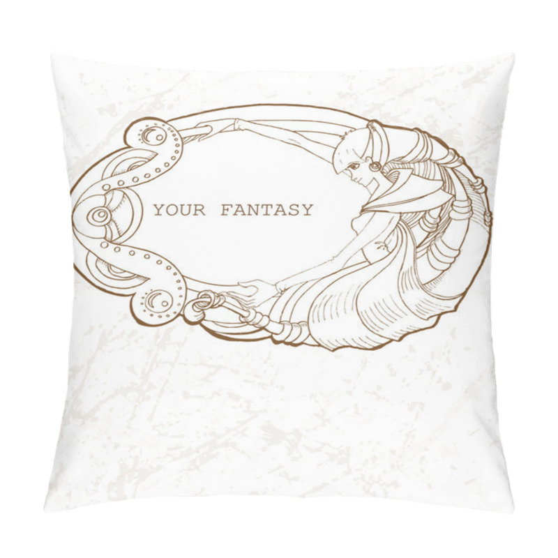 Personality  Vector Frame With Fantasy Girl Pillow Covers