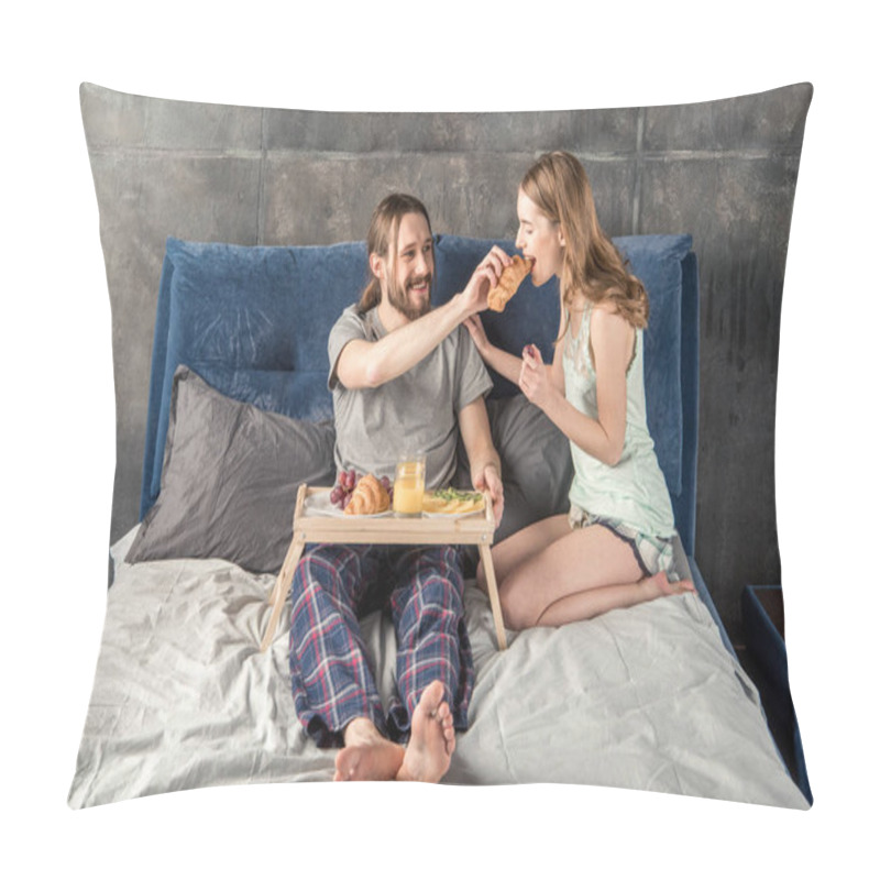 Personality  Couple Has Breakfast In Bed Pillow Covers