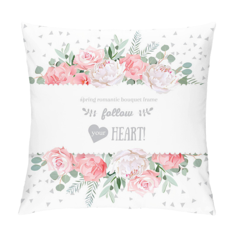 Personality  Rose, Carnation, Peony, Pink Flowers And Decorative Eucaliptus L Pillow Covers