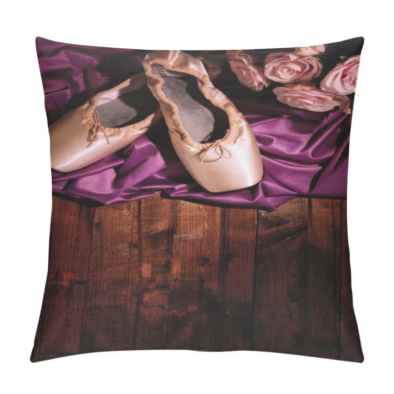 Personality  Ballet Pointe Shoes On Wooden Background Pillow Covers