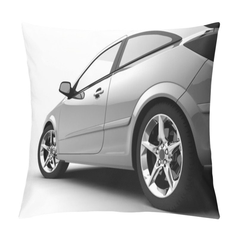 Personality  Silver Car On A White Background Pillow Covers