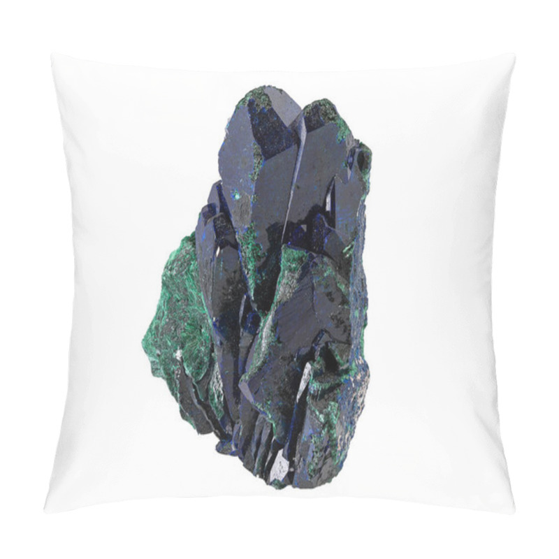 Personality  Azurite Crystals With Malachite Isolated On White Background Pillow Covers