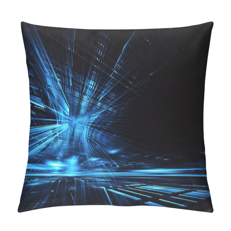 Personality  Abstract 3D Fractal Background, 3D Illustration. Virtual Neon City Pillow Covers