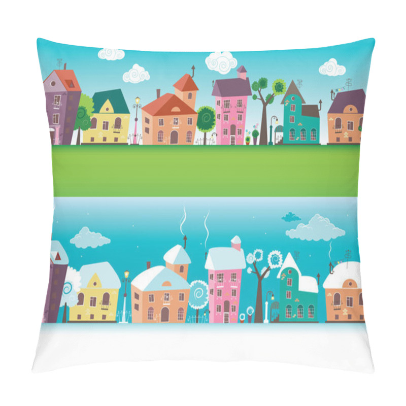 Personality  Small Towns Houses Pillow Covers