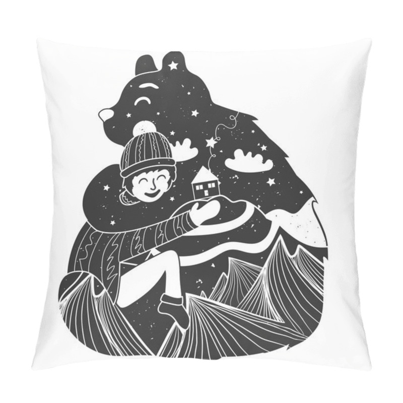 Personality  Bear And Little Boy Pillow Covers