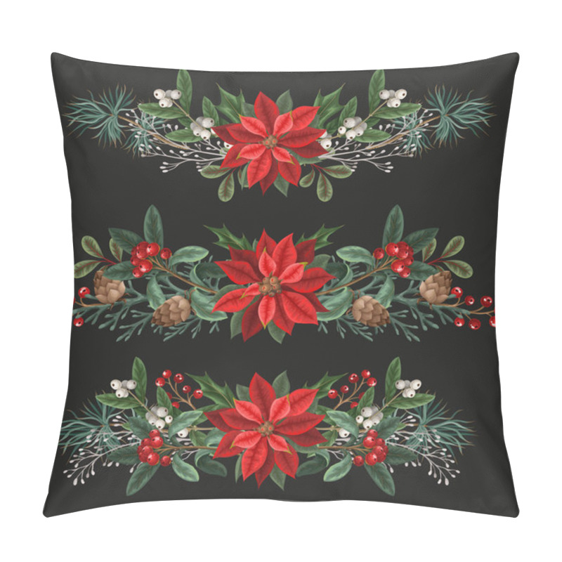 Personality  Bouquets With Botanical Berries, Pines And Leaves For Christmas Design Isolated. Pillow Covers