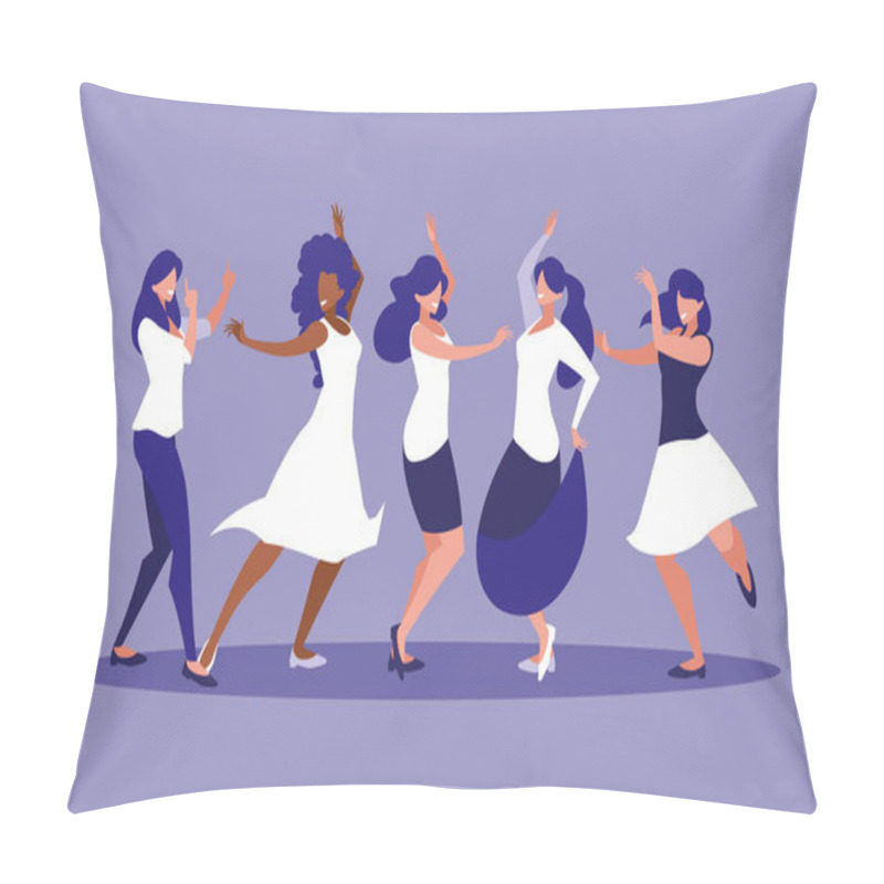 Personality  Group Women Dancing Avatar Character Pillow Covers