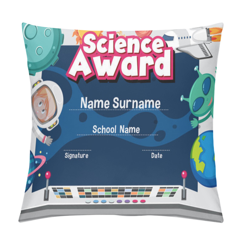 Personality  Certificate Template For Science Award With Space In Background Pillow Covers