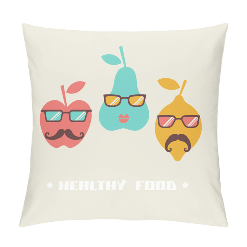 Personality  Illustration Of Hipster Fruits Pillow Covers