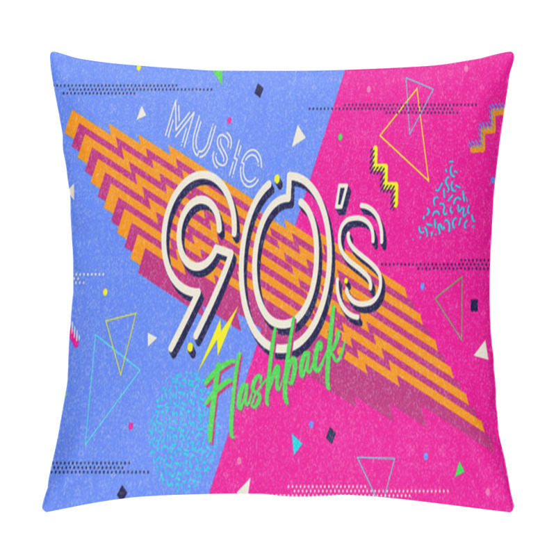 Personality  90s Poster. Nineties Flashback. Retro Music Style Textures And Objects Mix. Aesthetic Fashion Background And Old Fashion Graphic. Vintage Vector 90's Invintation Card, Banner. Easy Editable Template.  Pillow Covers