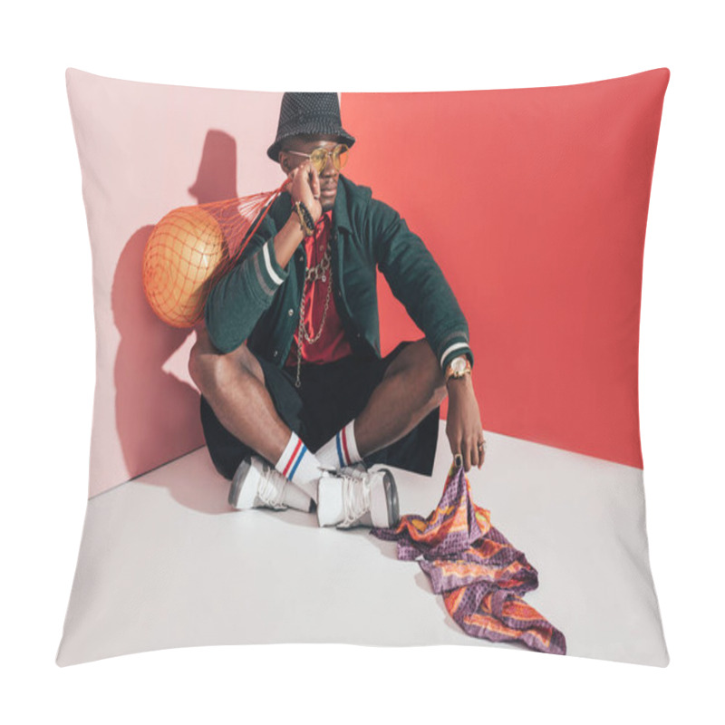 Personality  Stylish African American Man With Ball Pillow Covers