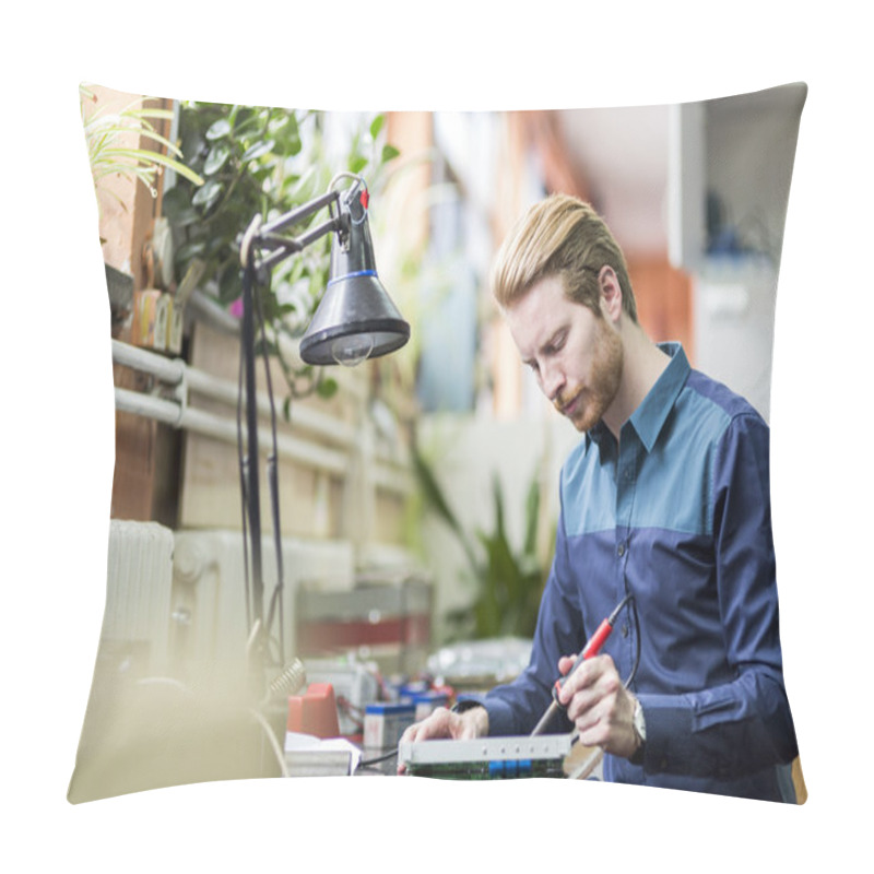 Personality  Handsome Man Soldering A Circuit Board Pillow Covers