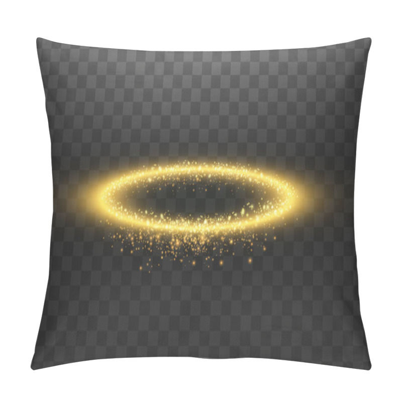 Personality  Golden Halo Angel Ring. Isolated On Black Transparent Background, Vector Illustration Pillow Covers