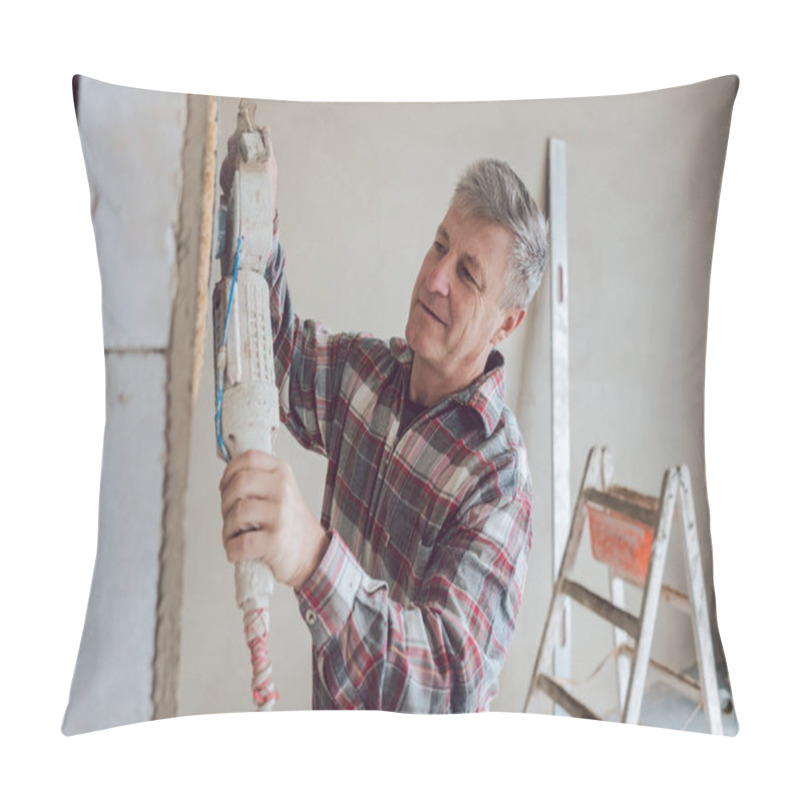 Personality  Plasterer Smoothing Interior Wall With Machine Pillow Covers