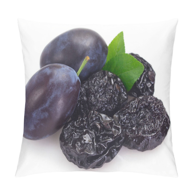 Personality  Fresh Plums With Prunes On White Background Pillow Covers