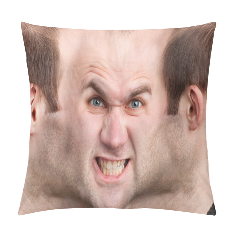 Personality  A Panoramic Face Of Very Angry Man Pillow Covers