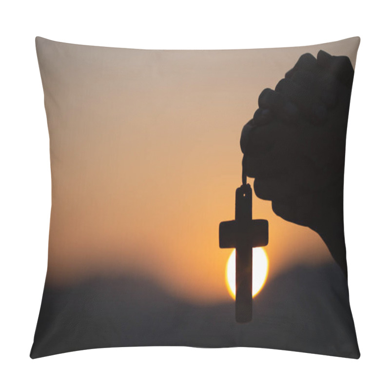 Personality  Christian Woman Praying On Holy Cross In The Morning, Teenager W Pillow Covers