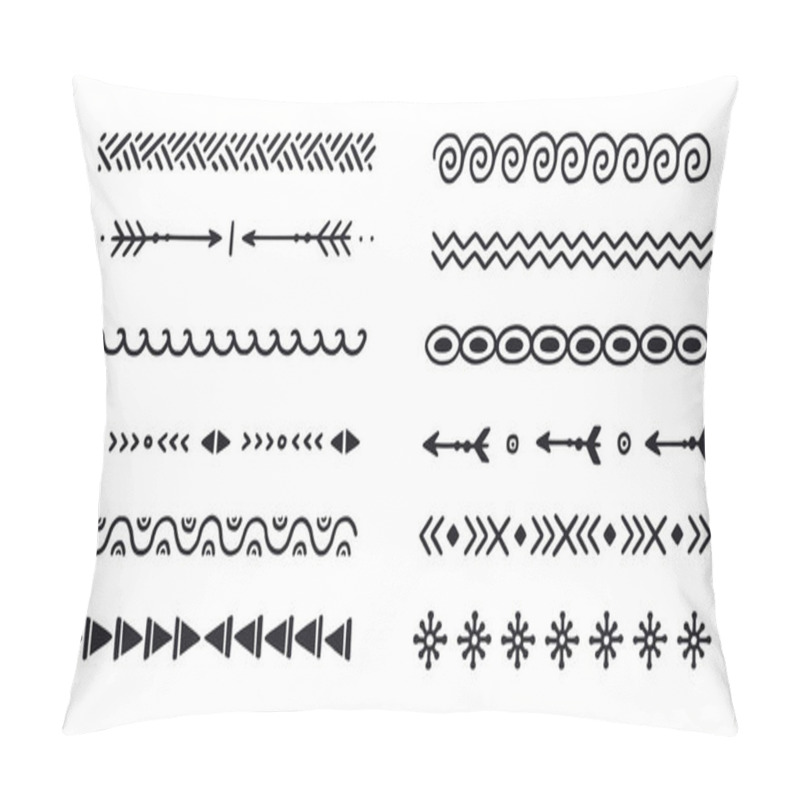 Personality  Hand Drawn Folk Motif Border, Ethnic Pattern Set. Peru, Mexican, Aztec Drawn Border Pattern. Boho, Indian Decoration, Arrow Element. Vector Illustration. Pillow Covers