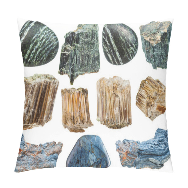 Personality  Set Of Various Asbestos Mineral Stones Isolated Pillow Covers