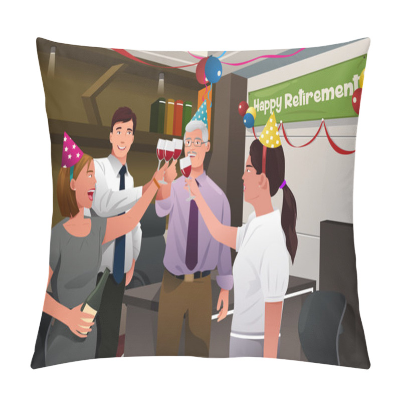 Personality  Employees In The Office Celebrating A Happy Retirement Party Of  Pillow Covers