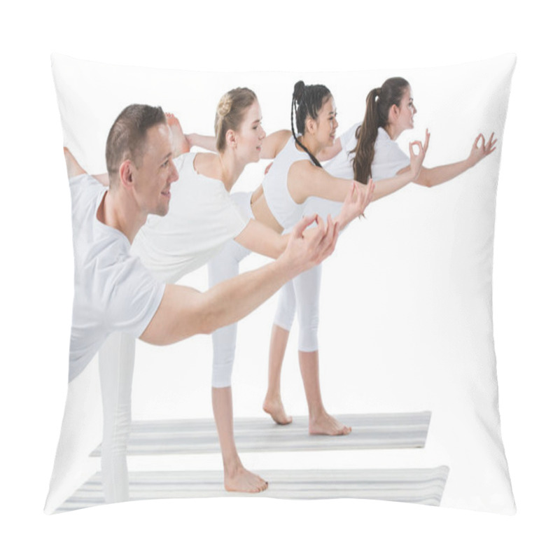 Personality  Women Practicing Yoga With Trainer  Pillow Covers