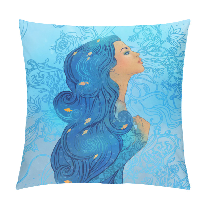 Personality  Aquarius Astrological Sign As A Beautiful Girl Pillow Covers