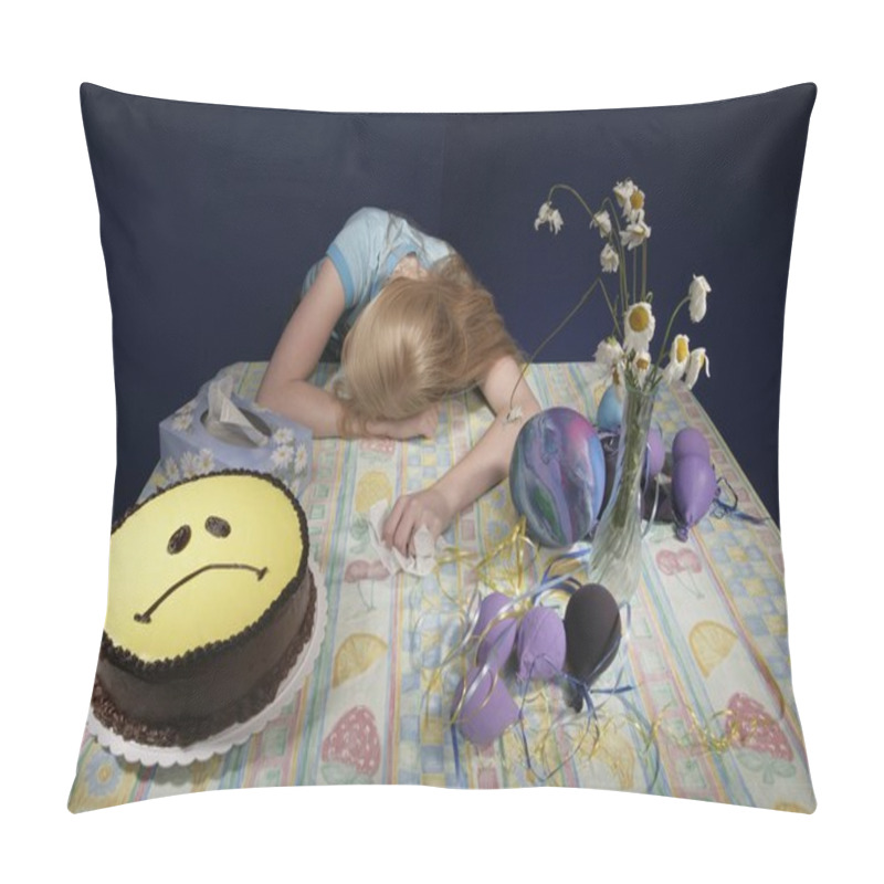 Personality  Upset Girl Surrounded By Party Supplies Pillow Covers