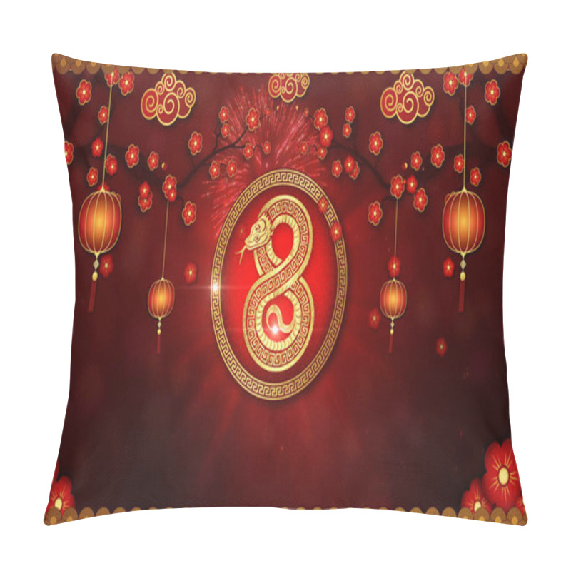 Personality  Festive Chinese New Year Design Features Golden Snake, Which Represents The Endless Wealth Symbol, Perfect For Seasonal Celebrations And Zodiac Themes.  3D Rendering Pillow Covers