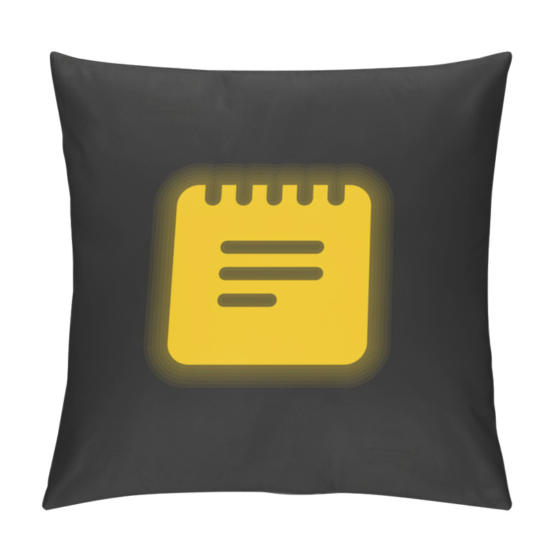 Personality  Black Notes Interface Square Symbol With Spring Yellow Glowing Neon Icon Pillow Covers