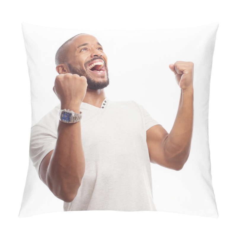 Personality  Young Cool Black Man Celebratin Sign Pillow Covers